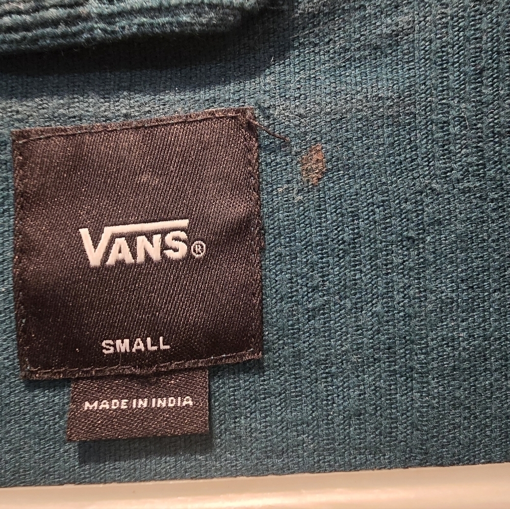 VANS Check It Out Woman Jade Green Streetwear Corduroy Shacket Jacket Snap Sz S - Picture 5 of 9